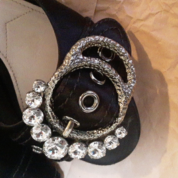 MIU MIU CALZATURE DONNA PRADA 39 CRYSTAL SATIN SANDALS - Picture 7 of 10